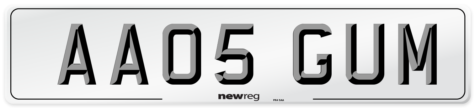 AA05 GUM Number Plate from New Reg